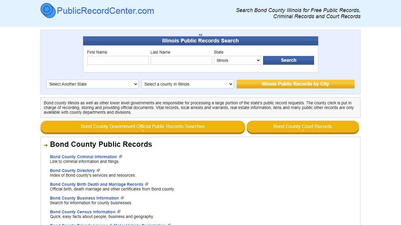 Bond County Illinois Free Public Records - Court Records ...